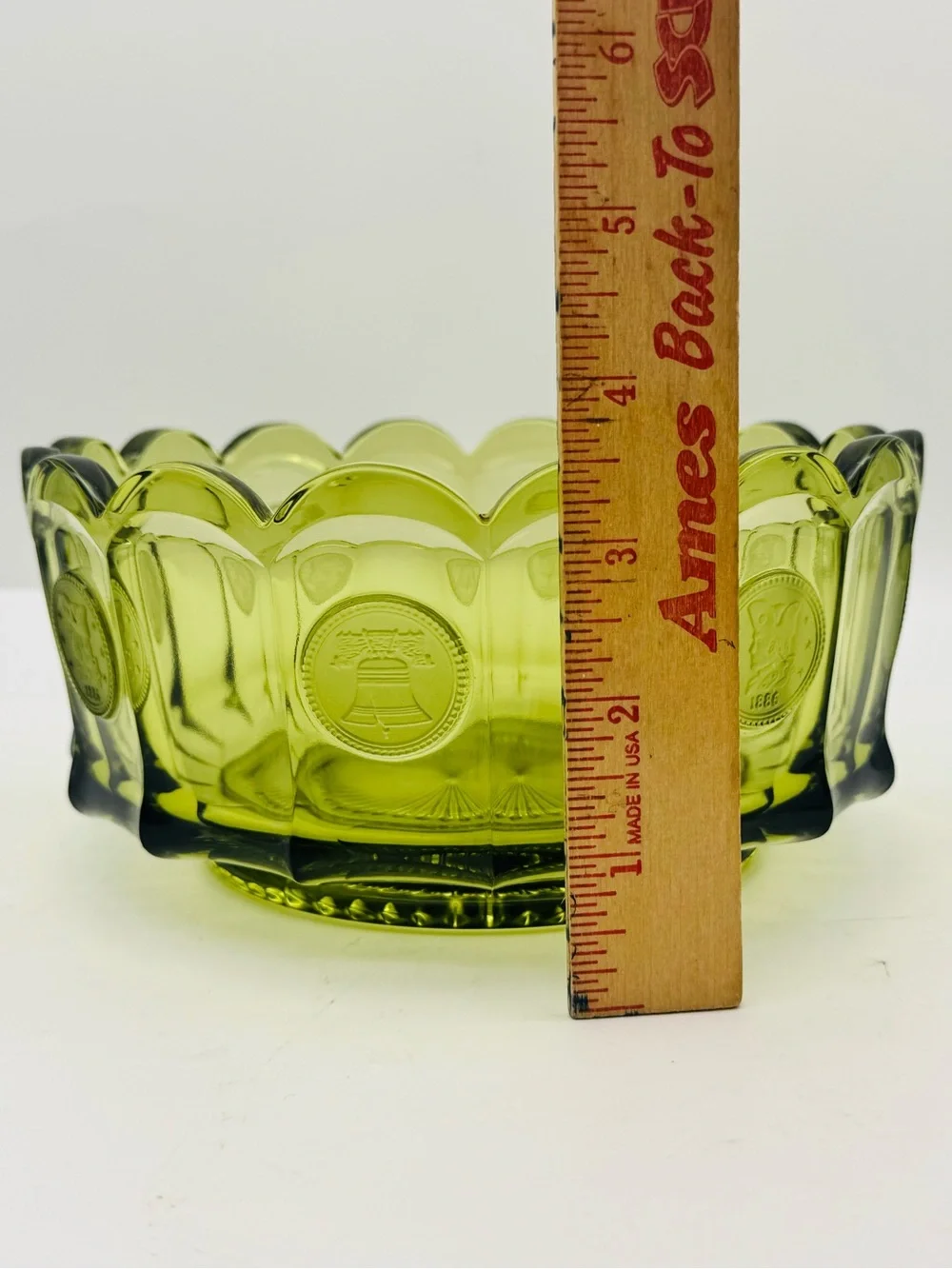 Vintage Fostoria Coin Glass Serving Bowl, Olive Green